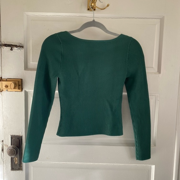 Aritzia Babaton Emerald Ribbed Long Sleeve Top Size Small - Picture 2 of 6